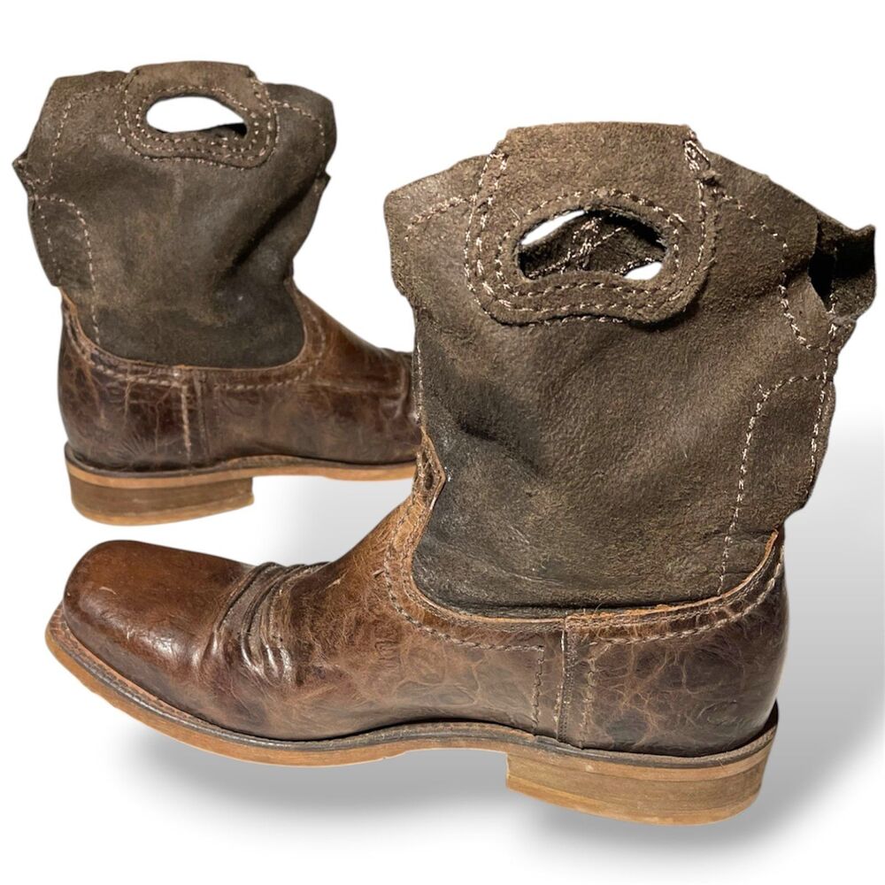Men casual leather cowboy boots size 9.5